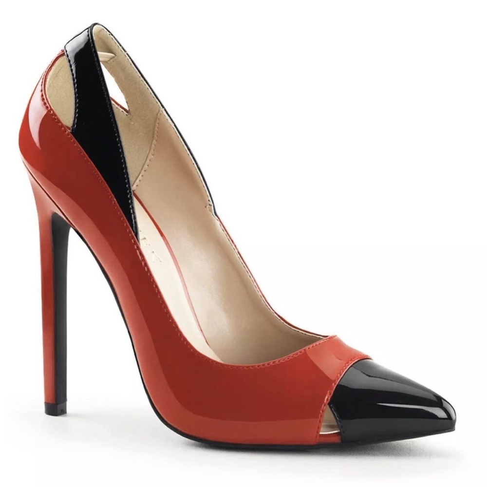 Pleaser Red & Black Stiletto Heels New Size 8